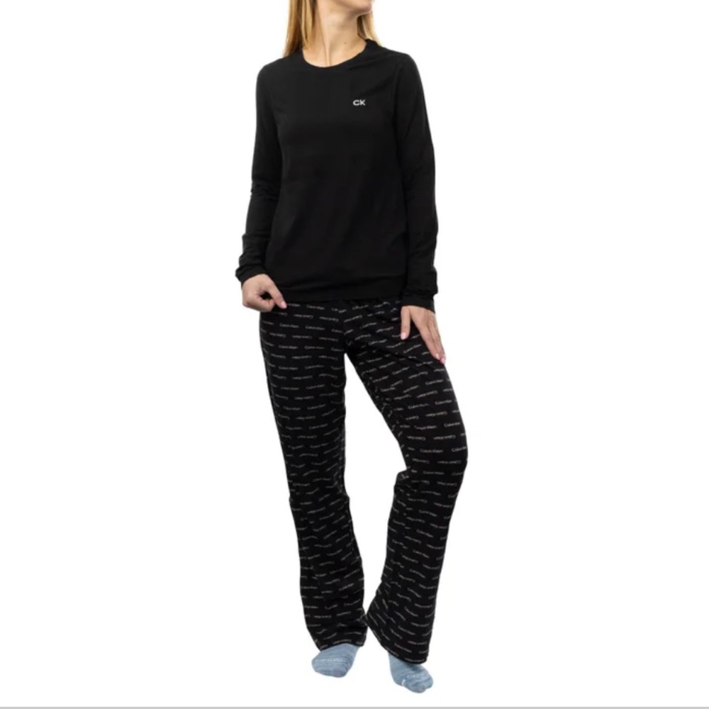 Calvin Klein Black Logo Lounge Set - Black/White Print